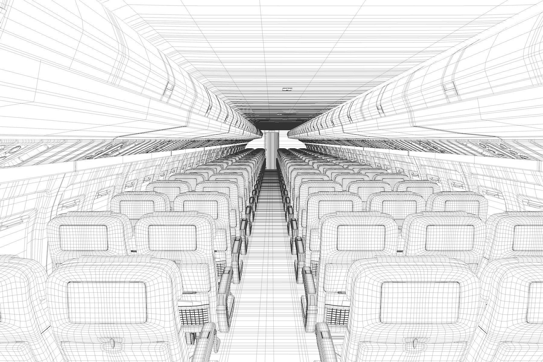Airplane cabin 109 Seats 3D model_15
