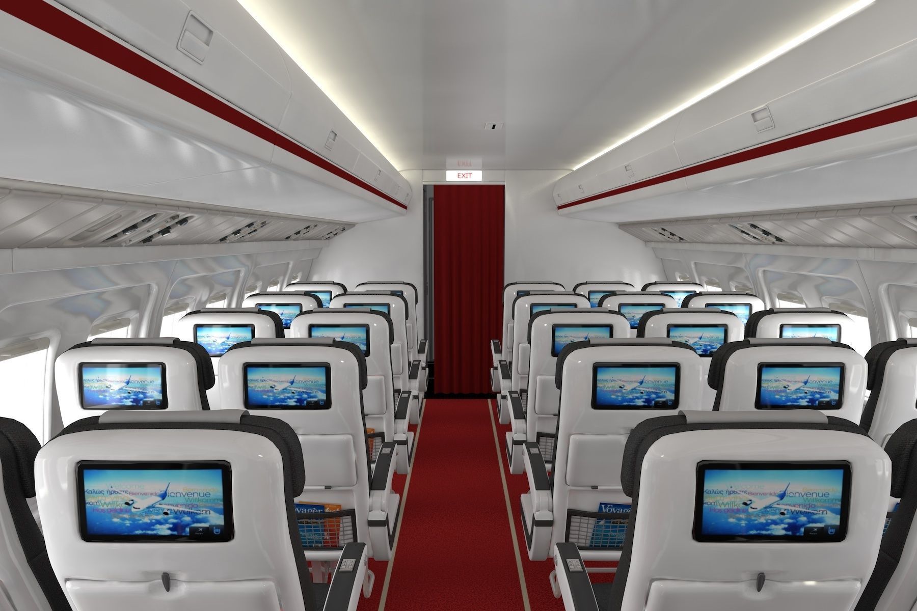 Airplane cabin 109 Seats 3D model_1