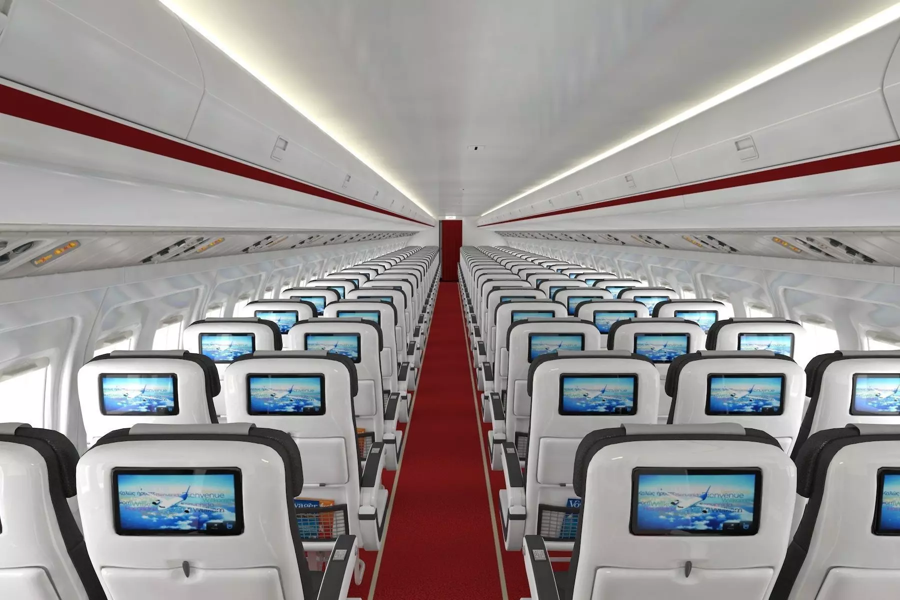 Airplane cabin 109 Seats 3D model_0