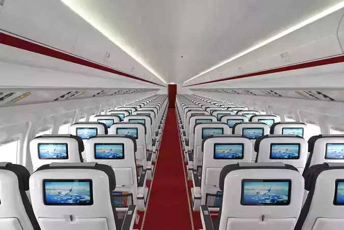 Airplane cabin 109 Seats 3D model