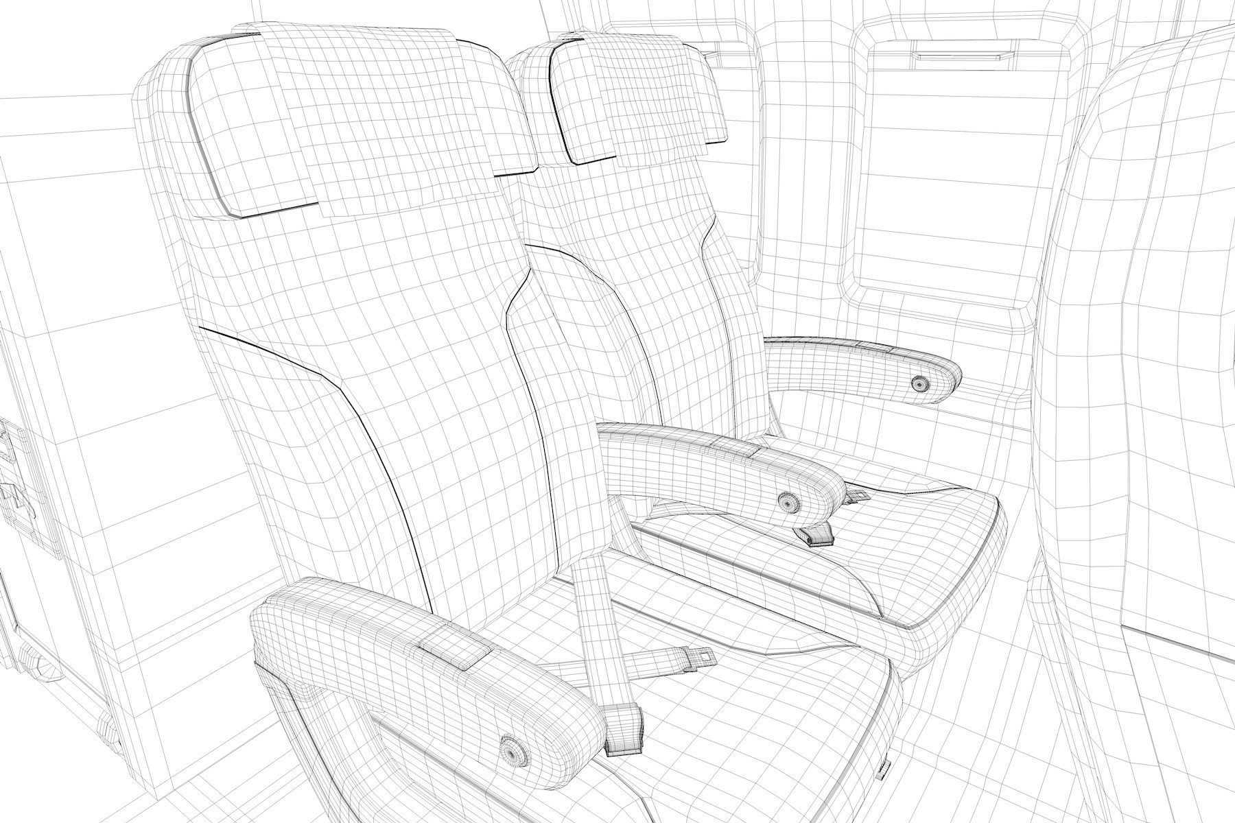 Airplane cabin 109 Seats 3D model_23