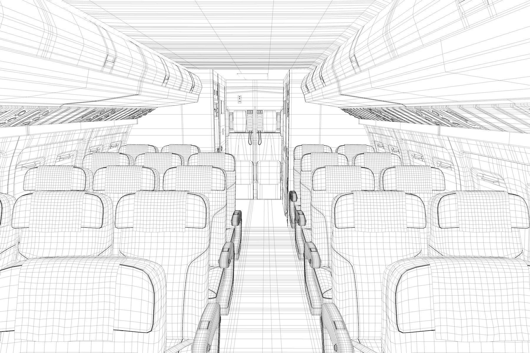 Airplane cabin 109 Seats 3D model_21