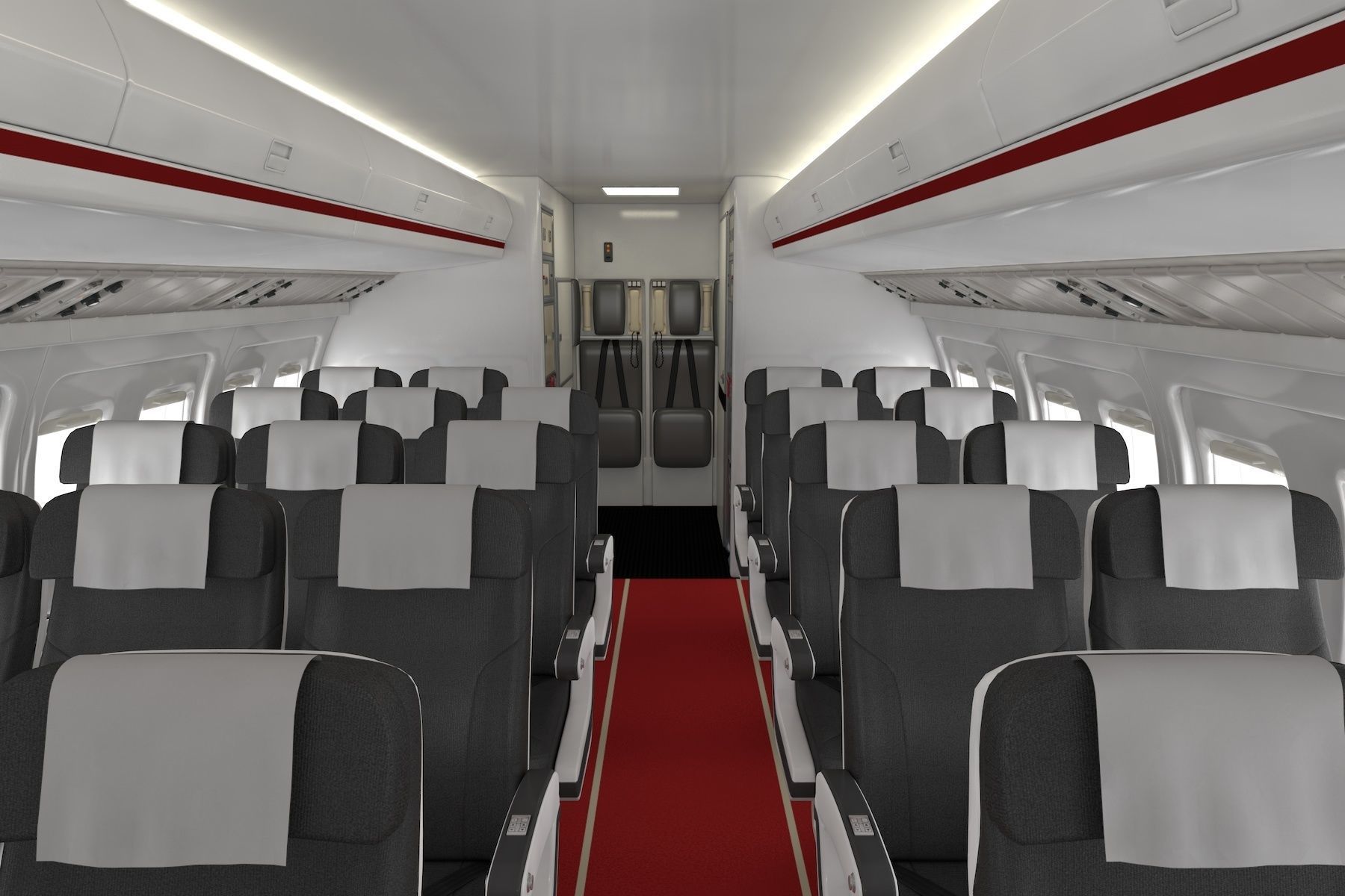 Airplane cabin 109 Seats 3D model_7