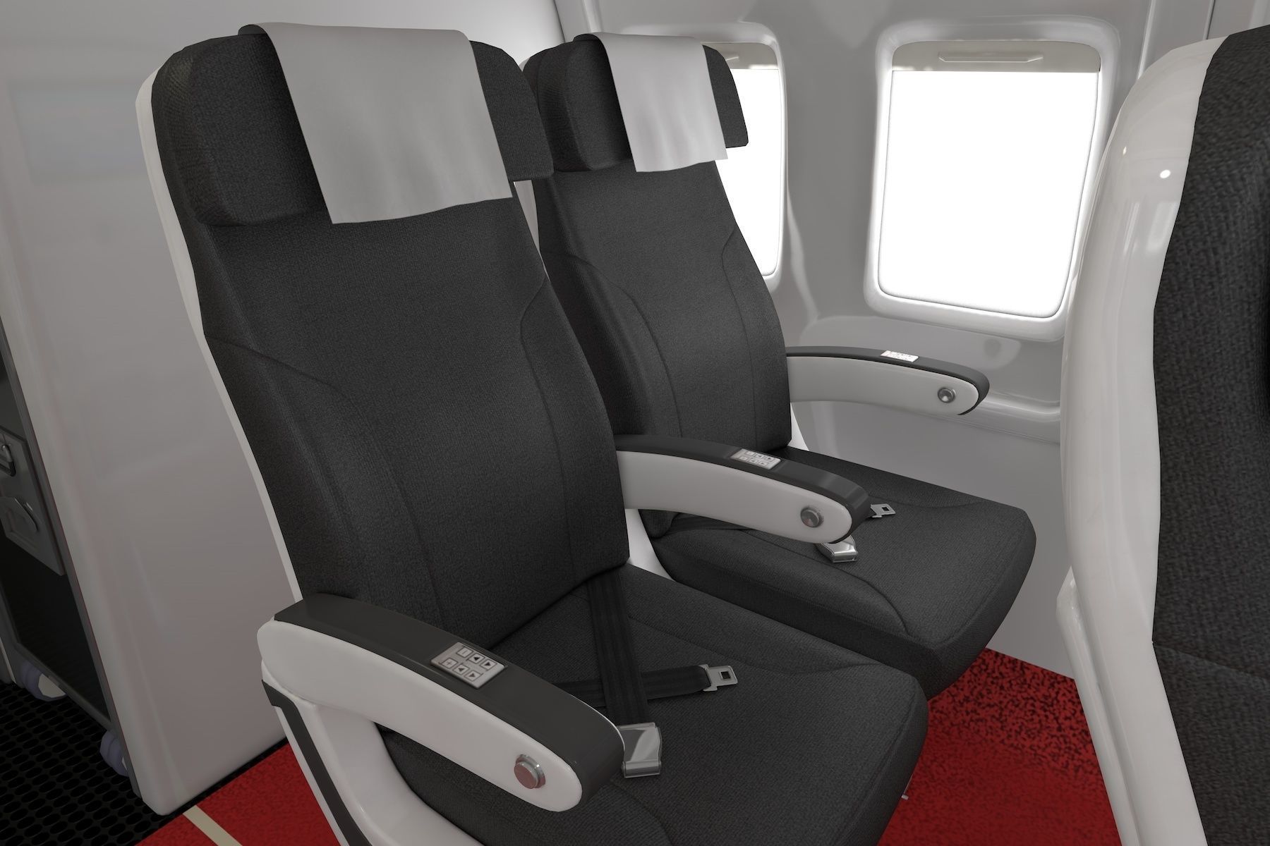Airplane cabin 109 Seats 3D model_11