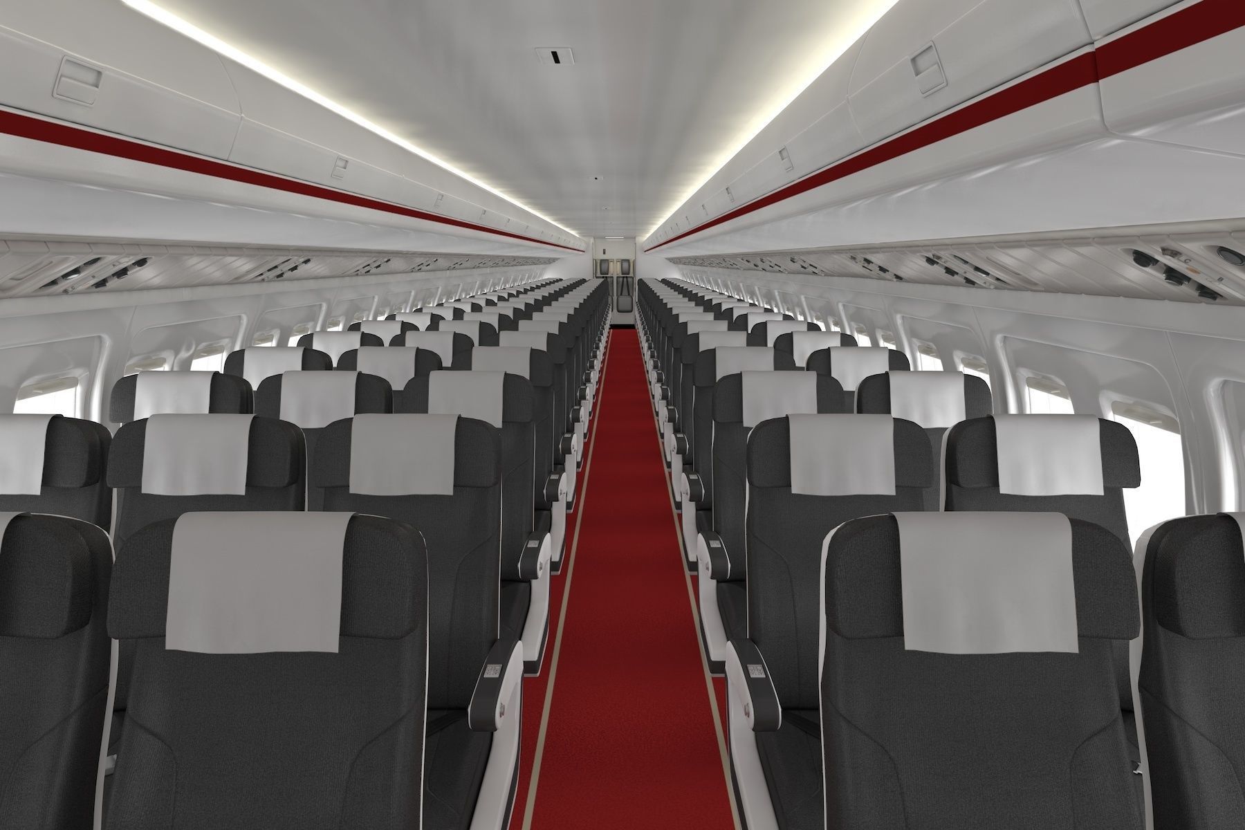 Airplane cabin 109 Seats 3D model_6