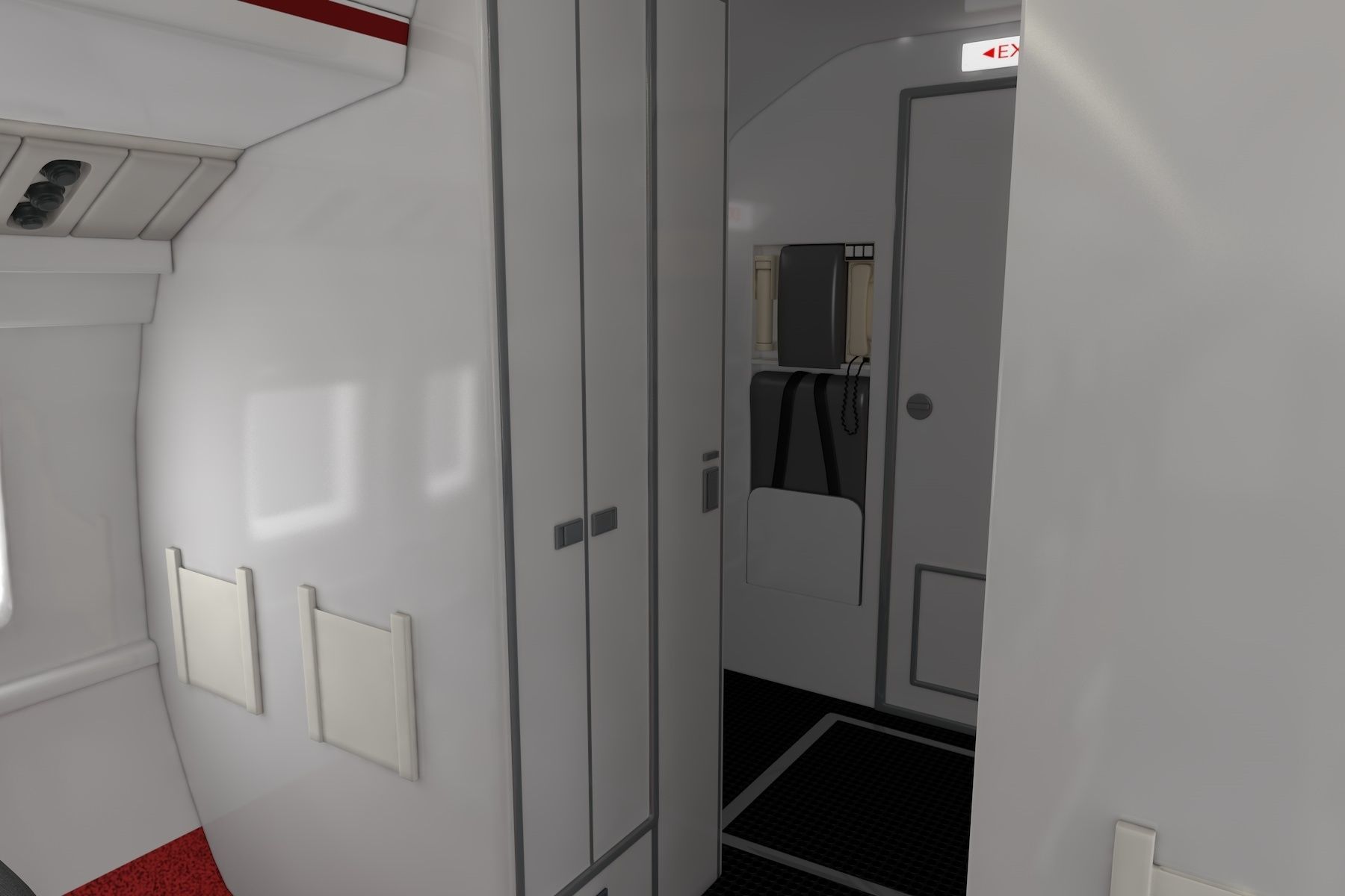 Airplane cabin 109 Seats 3D model_3