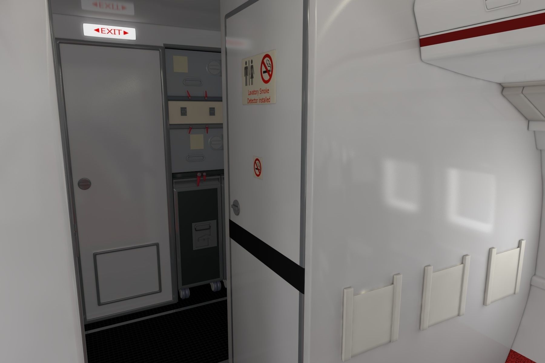 Airplane cabin 109 Seats 3D model_2