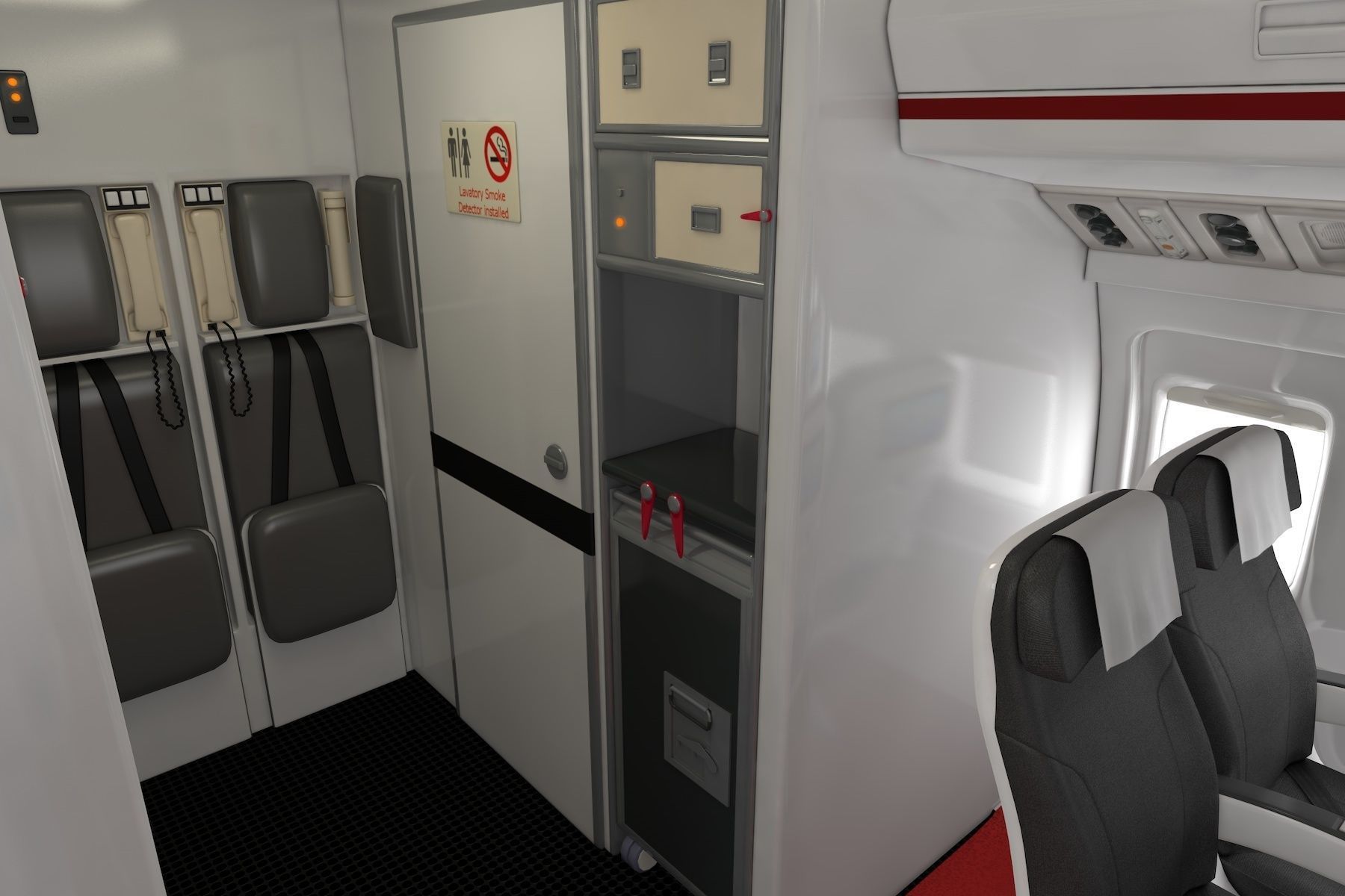 Airplane cabin 109 Seats 3D model_9
