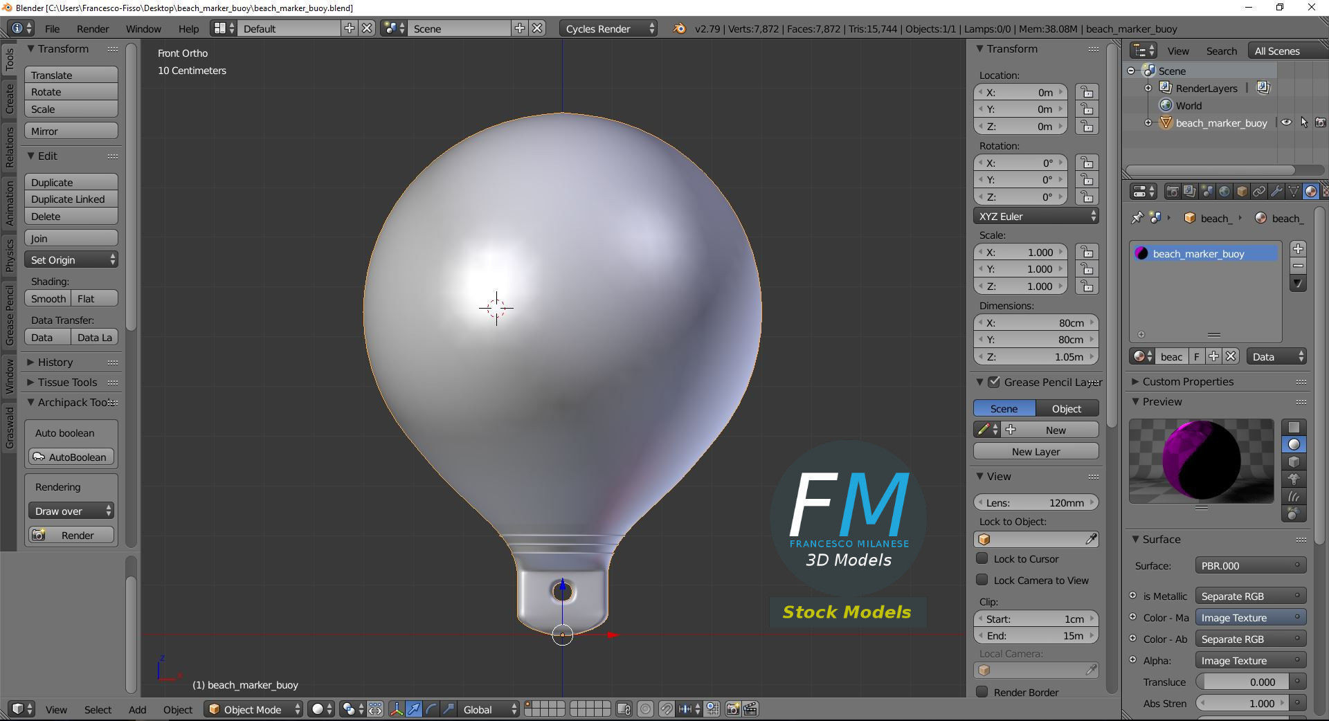 Beach marker buoy 3D model_9