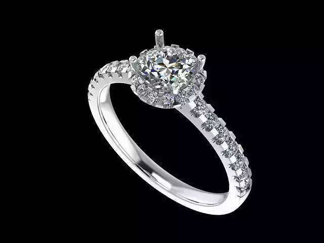 halo engagement ring with side stone