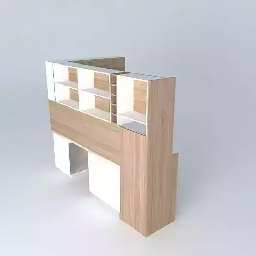 Kitchen office desk with shelves and drawers