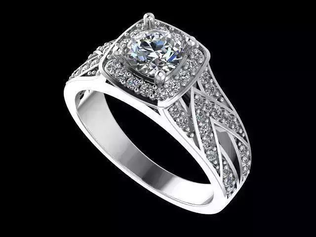 halo engagement ring with side stones
