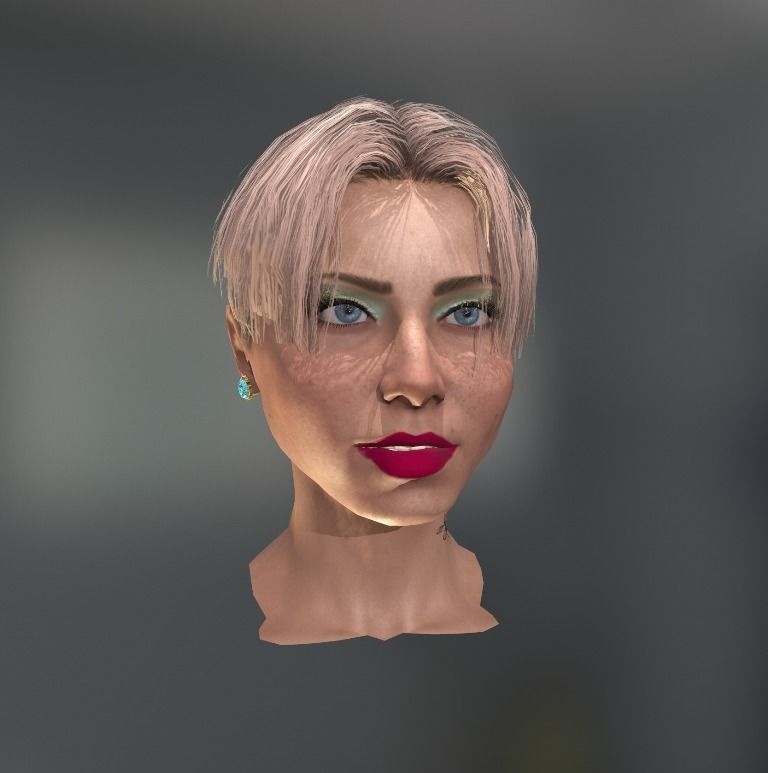 Realistic face woman with short hair and tattoos Low-poly 3D model_9