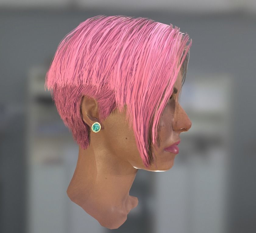 Realistic face woman with short hair and tattoos Low-poly 3D model_15