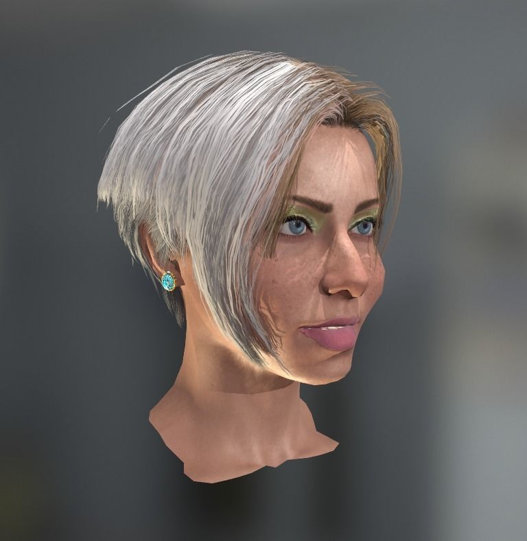 Realistic face woman with short hair and tattoos Low-poly 3D model_14