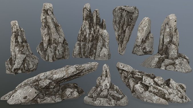 rocks set rock Low-poly 3D model