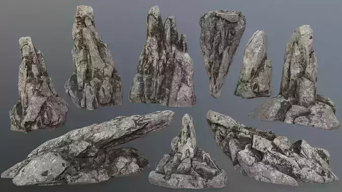 rocks set rock Low-poly 3D model