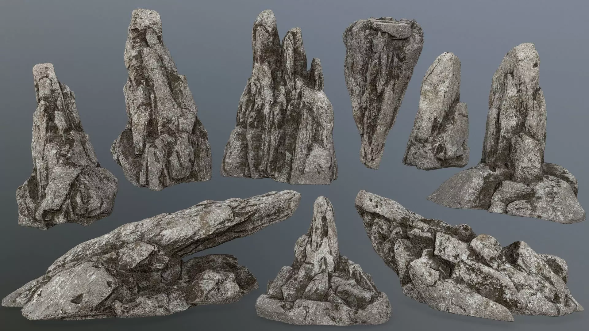 rocks set rock Low-poly 3D model_0