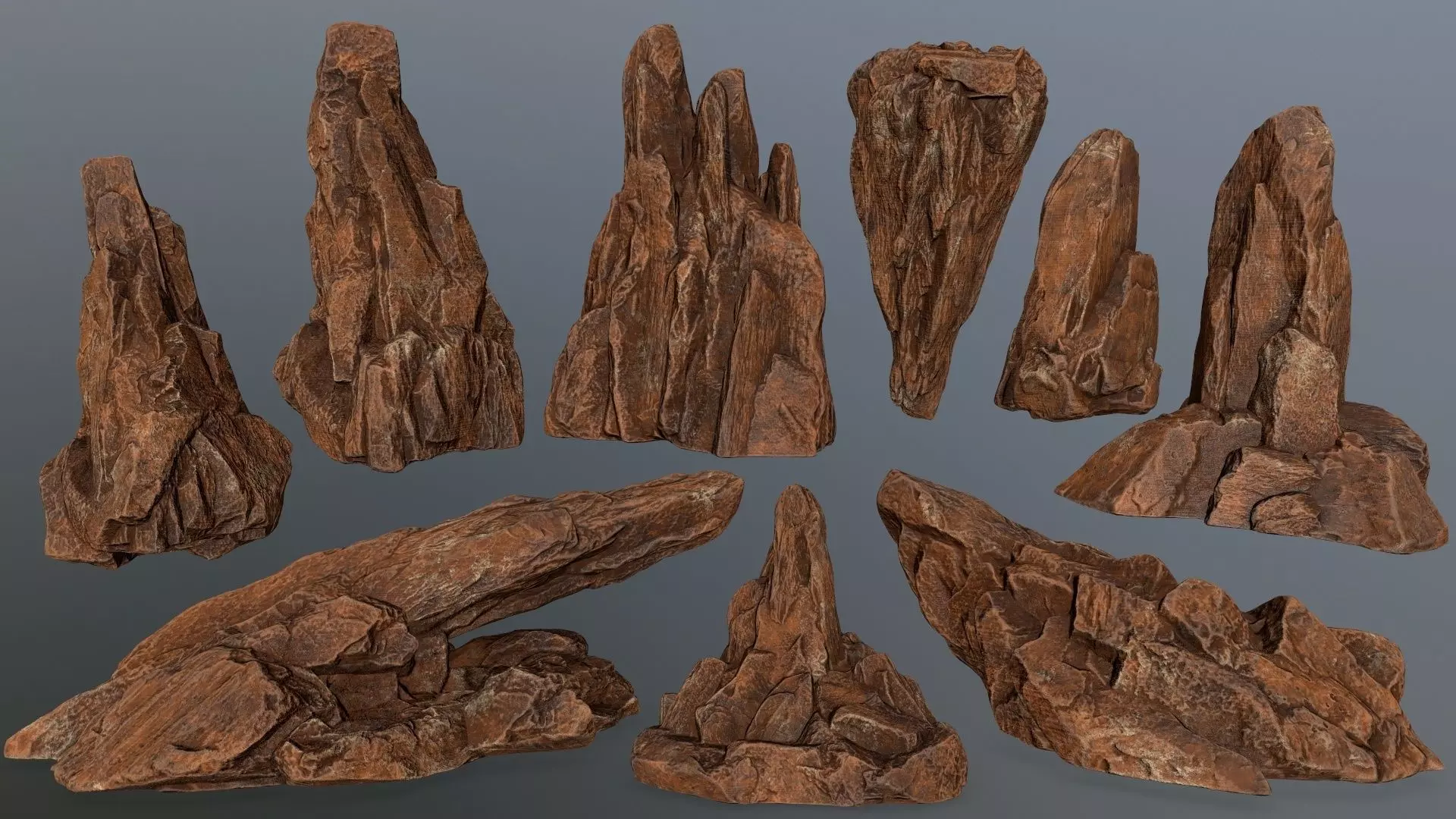 desert rocks Low-poly 3D model_0