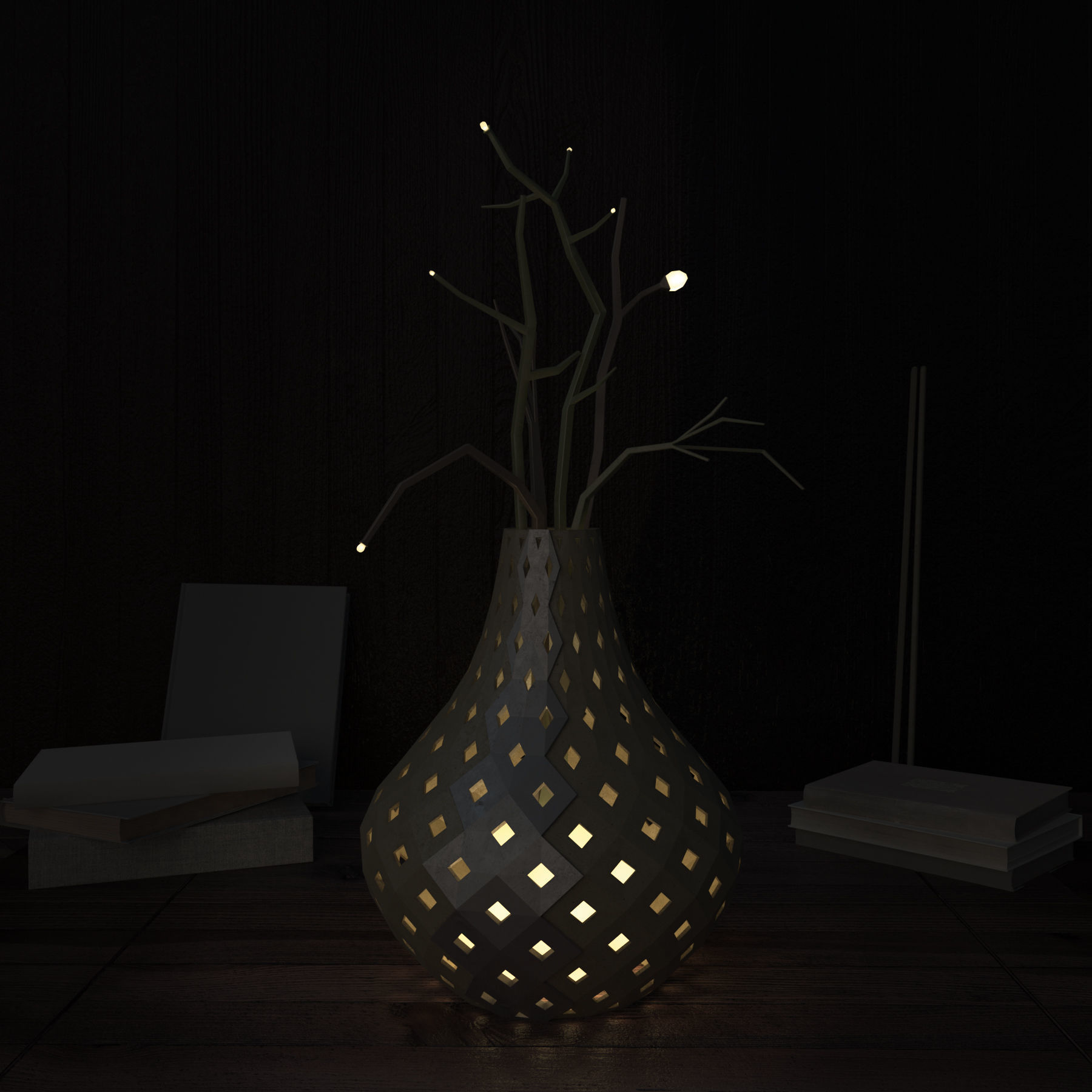 Parametric vase flower lamp 3D model_1