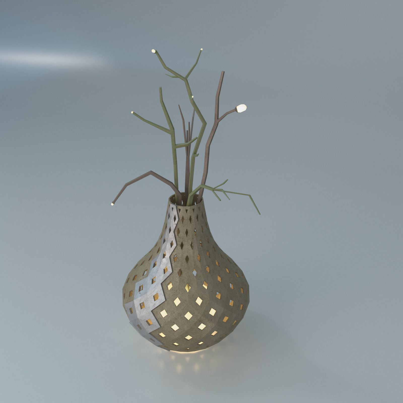Parametric vase flower lamp 3D model_2