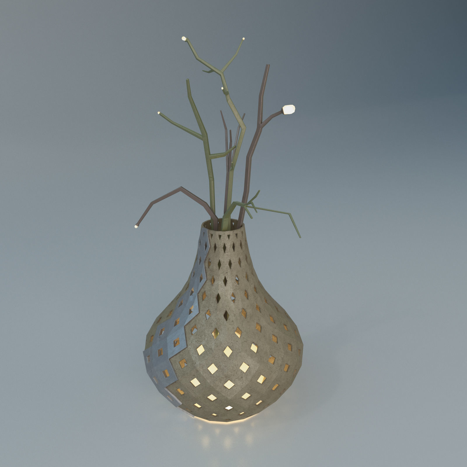Parametric vase flower lamp 3D model_3