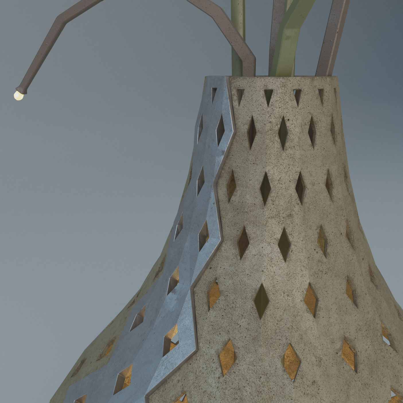 Parametric vase flower lamp 3D model_4