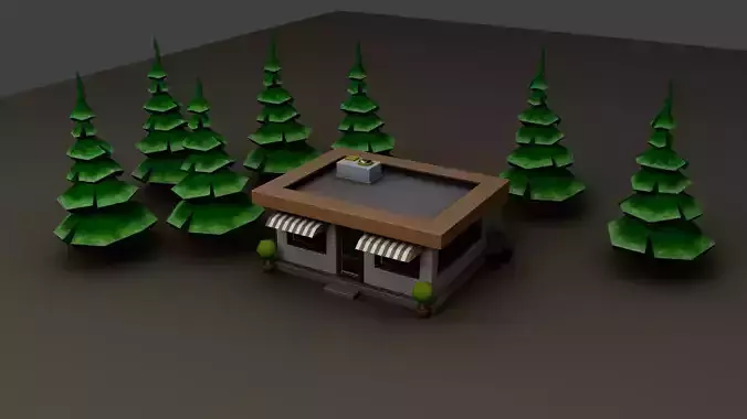Low poly model of a diner