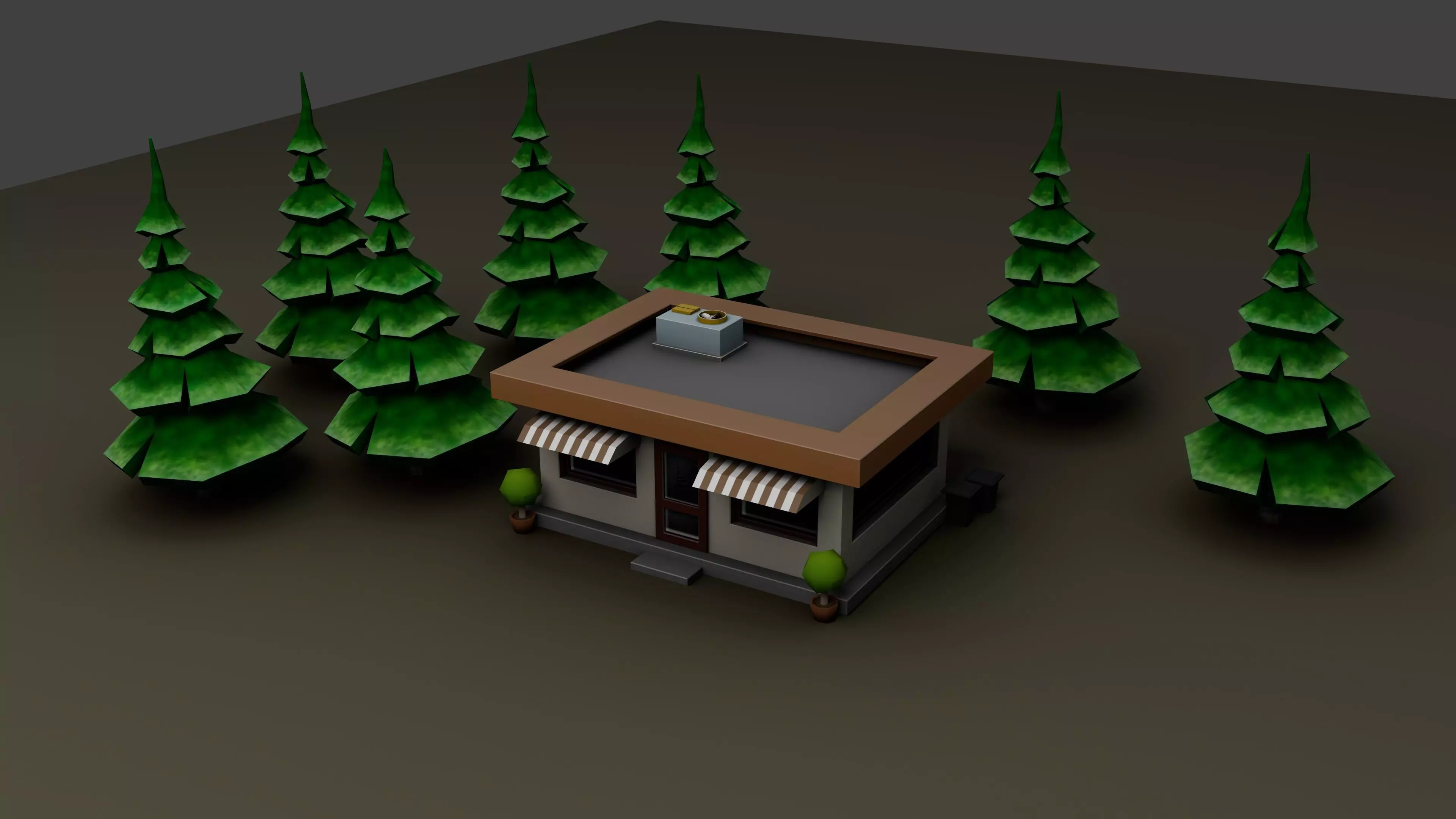 Low poly model of a diner Low-poly 3D model_0