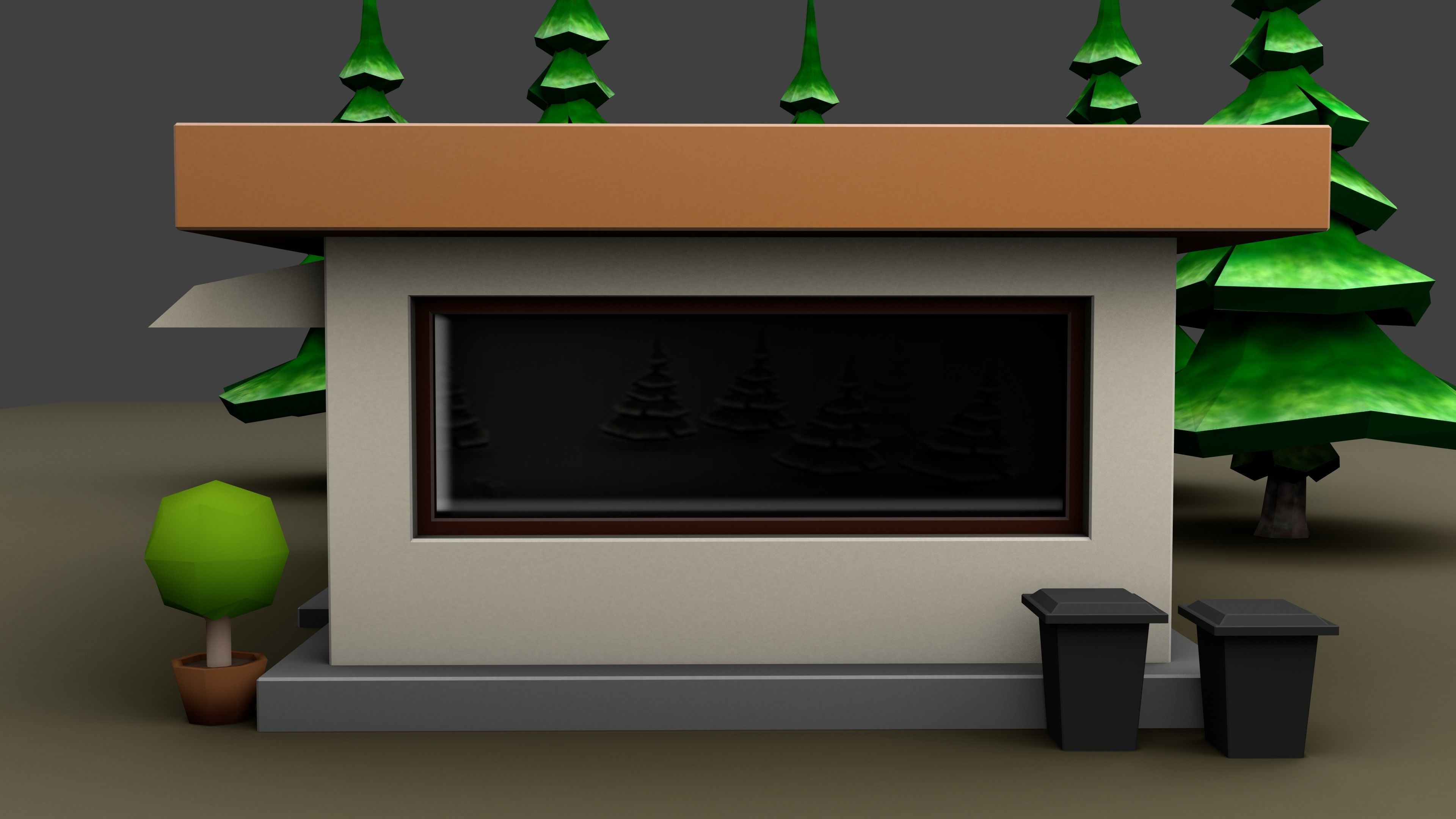 Low poly model of a diner Low-poly 3D model_13