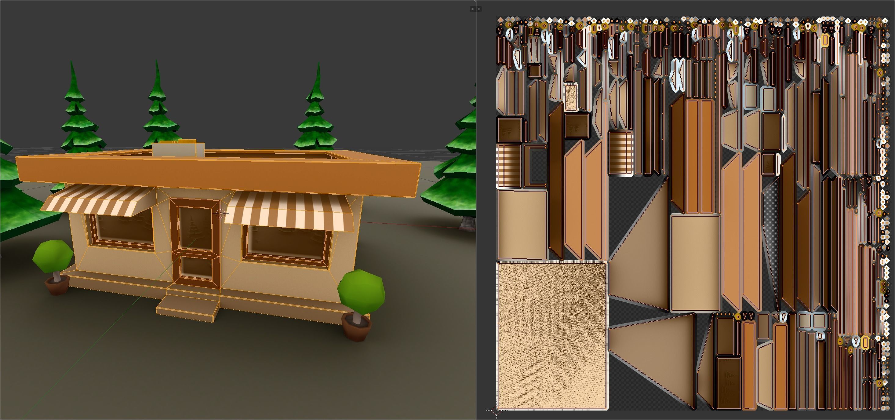 Low poly model of a diner Low-poly 3D model_14