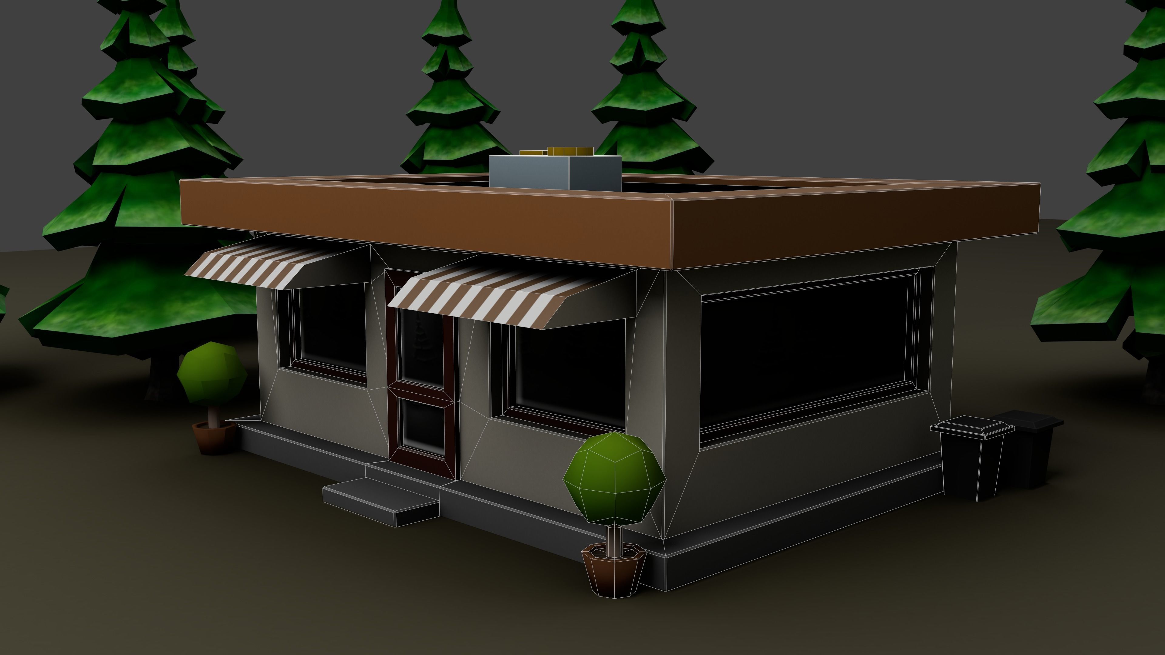 Low poly model of a diner Low-poly 3D model_7