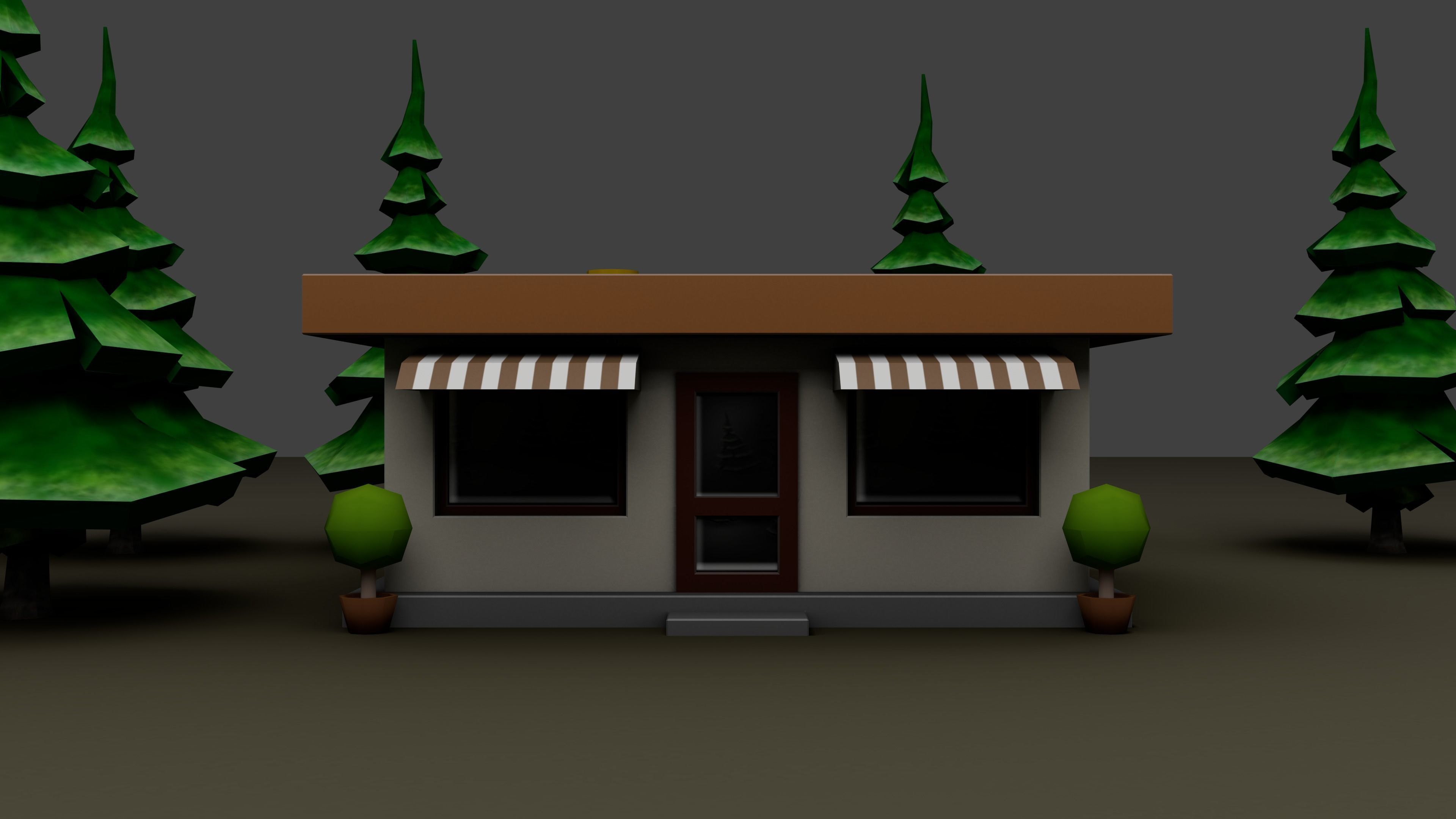 Low poly model of a diner Low-poly 3D model_2