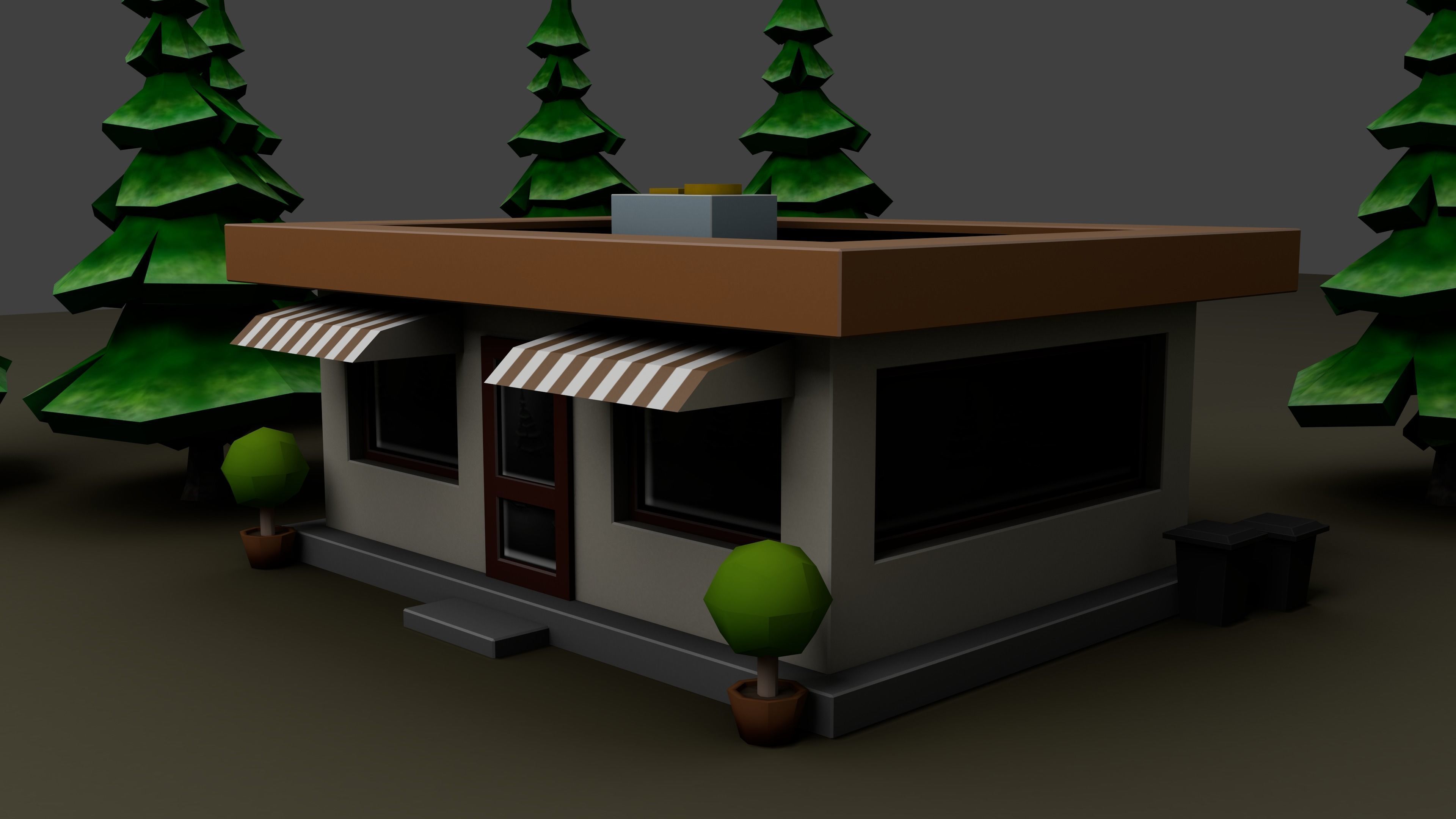 Low poly model of a diner Low-poly 3D model_6