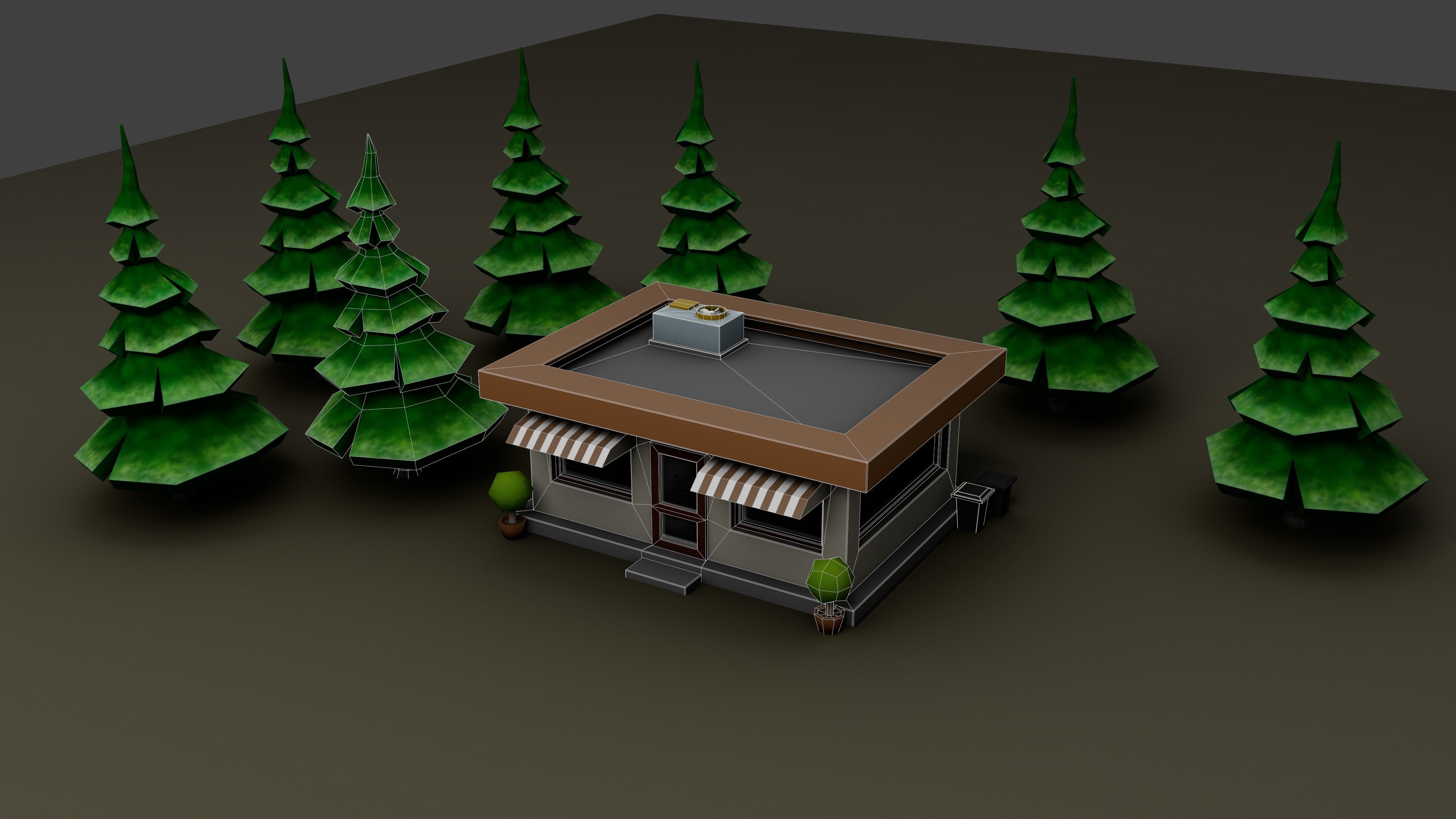 Low poly model of a diner Low-poly 3D model_1