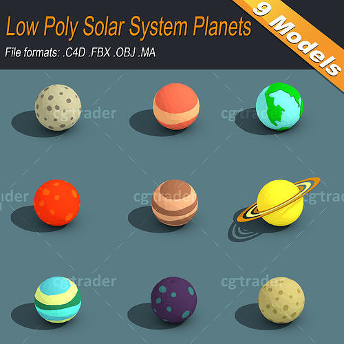 Low Poly Solar System Planets Isometric Low-poly 3D model