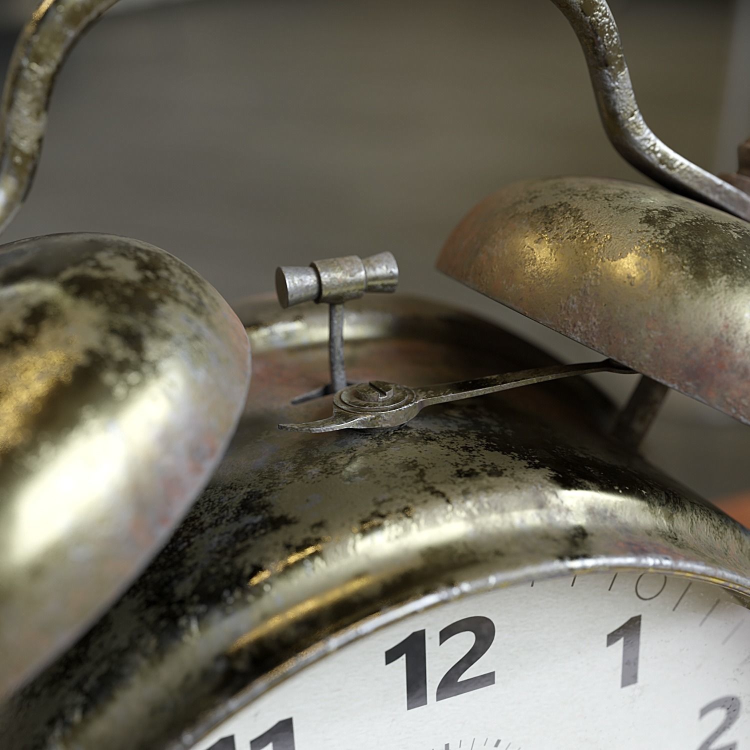 Old Alarm Clock Low-poly 3D model_2