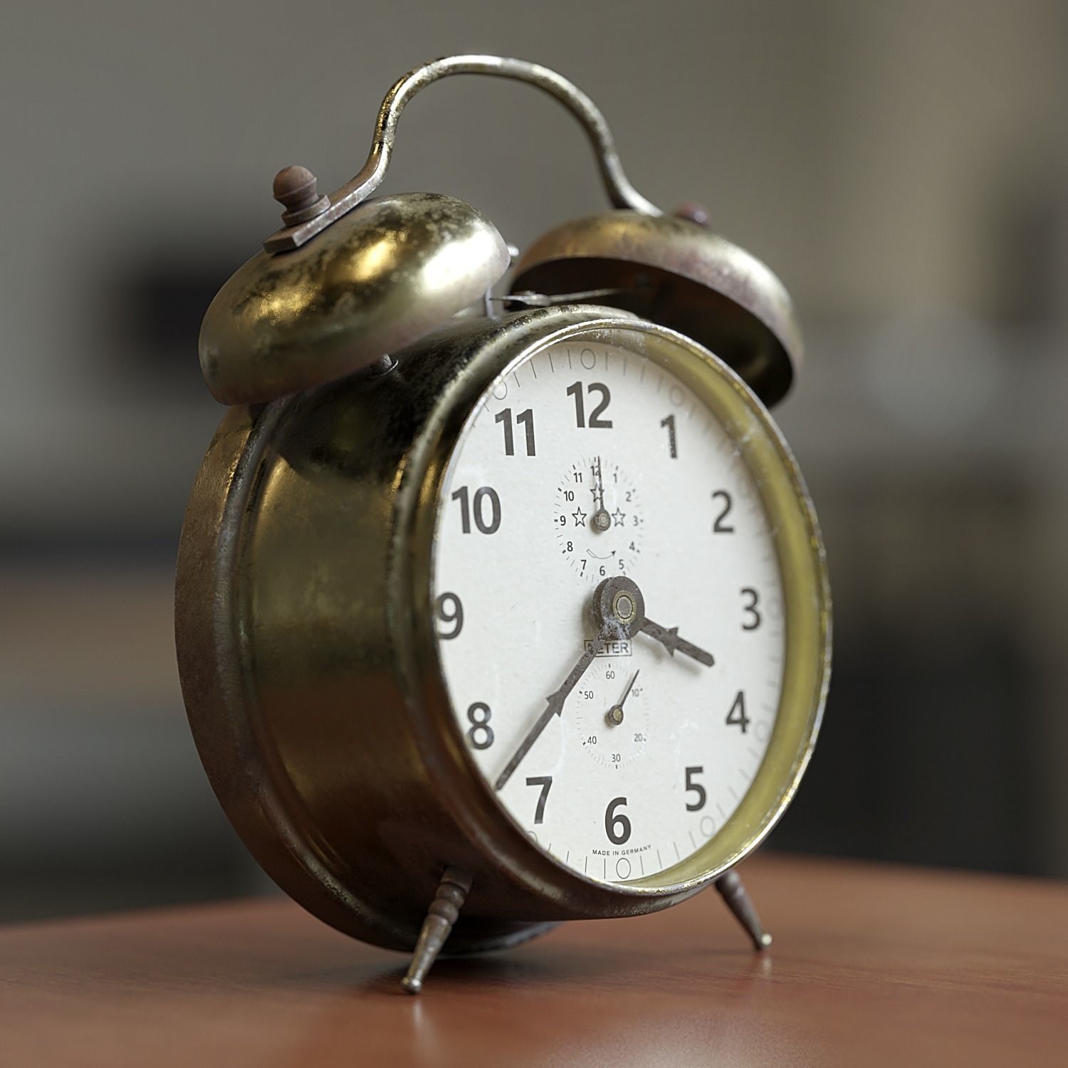 Old Alarm Clock Low-poly 3D model_1