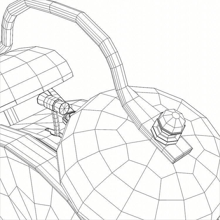 Old Alarm Clock Low-poly 3D model_14