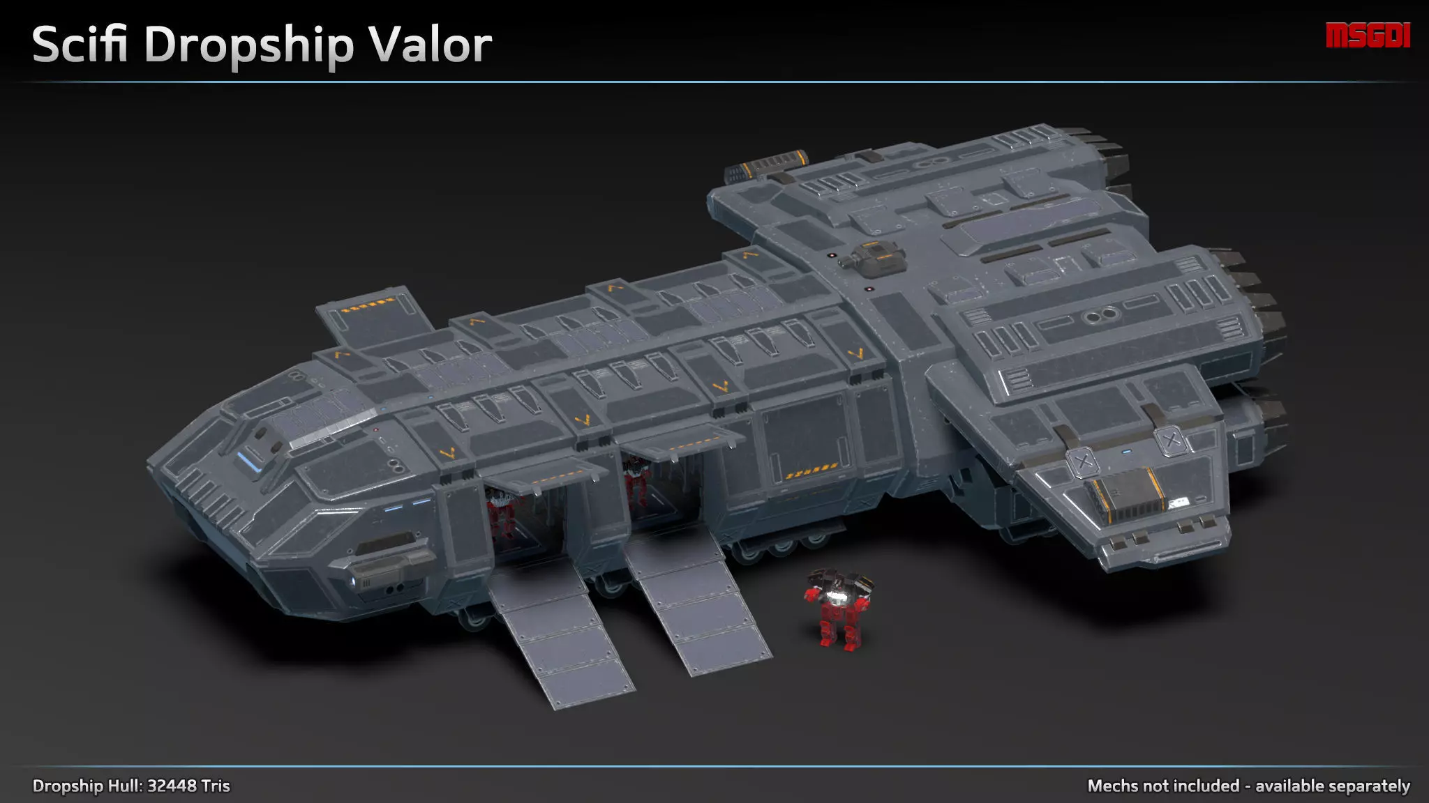 Scifi Dropship Valor Low-poly 3D model_0