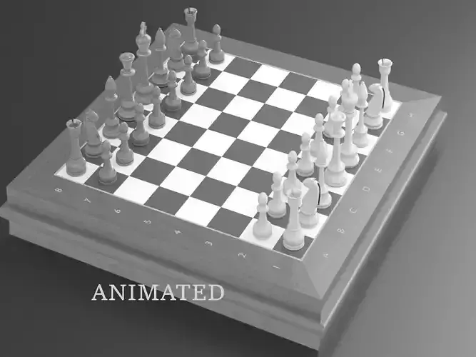 chess board with pieces 3D model