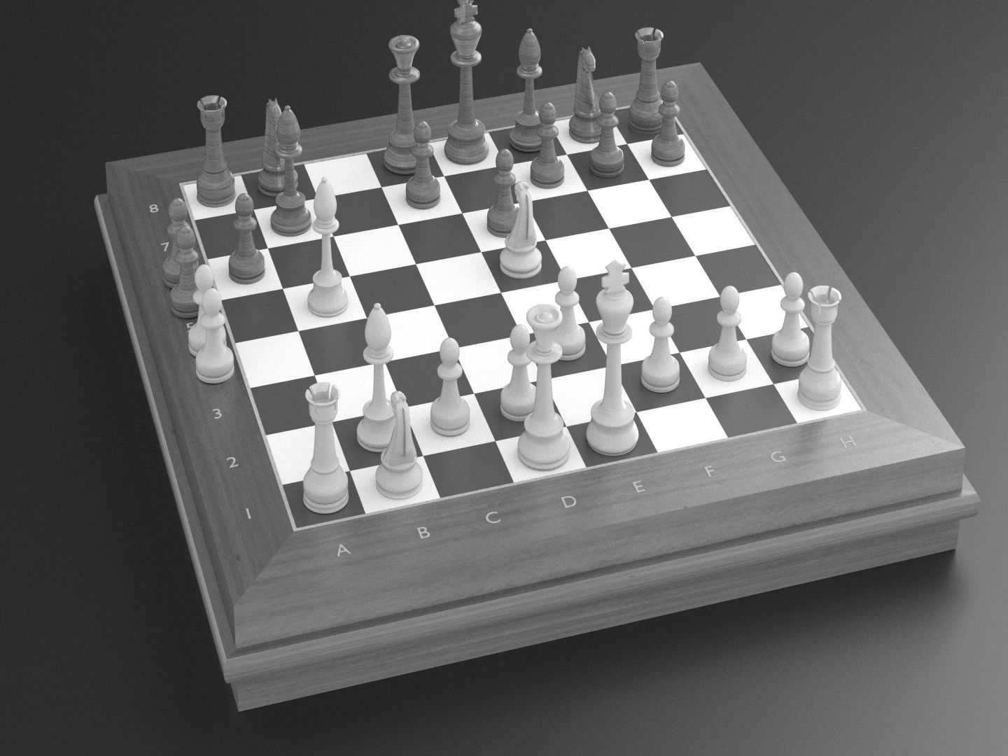 chess board with pieces 3D model_6