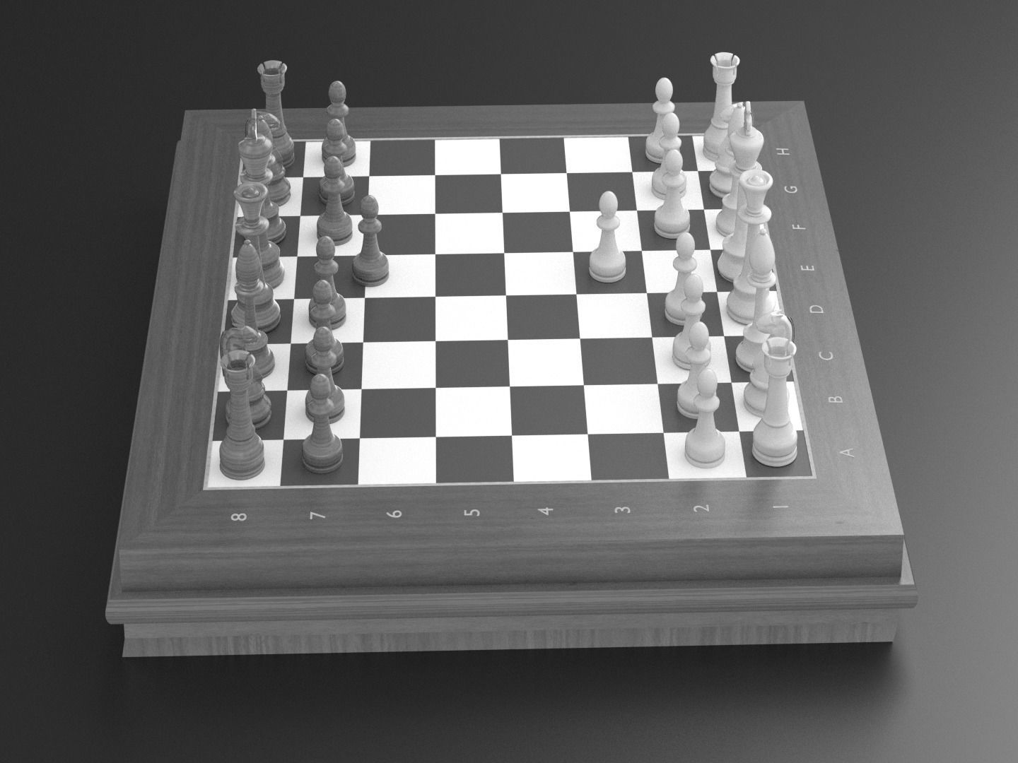 chess board with pieces 3D model_2
