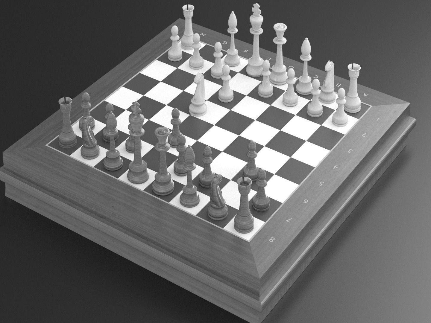 chess board with pieces 3D model_4