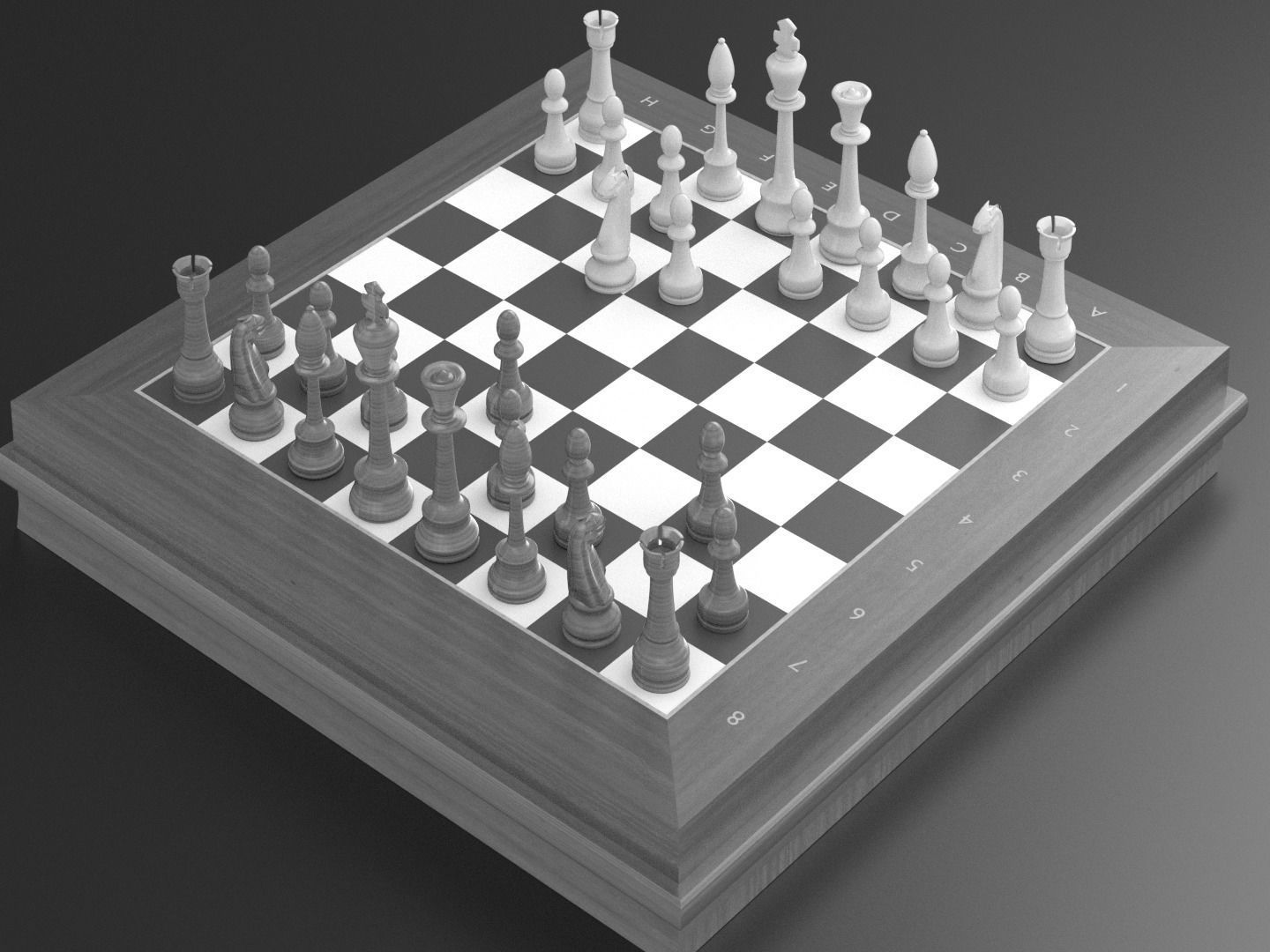 chess board with pieces 3D model_9