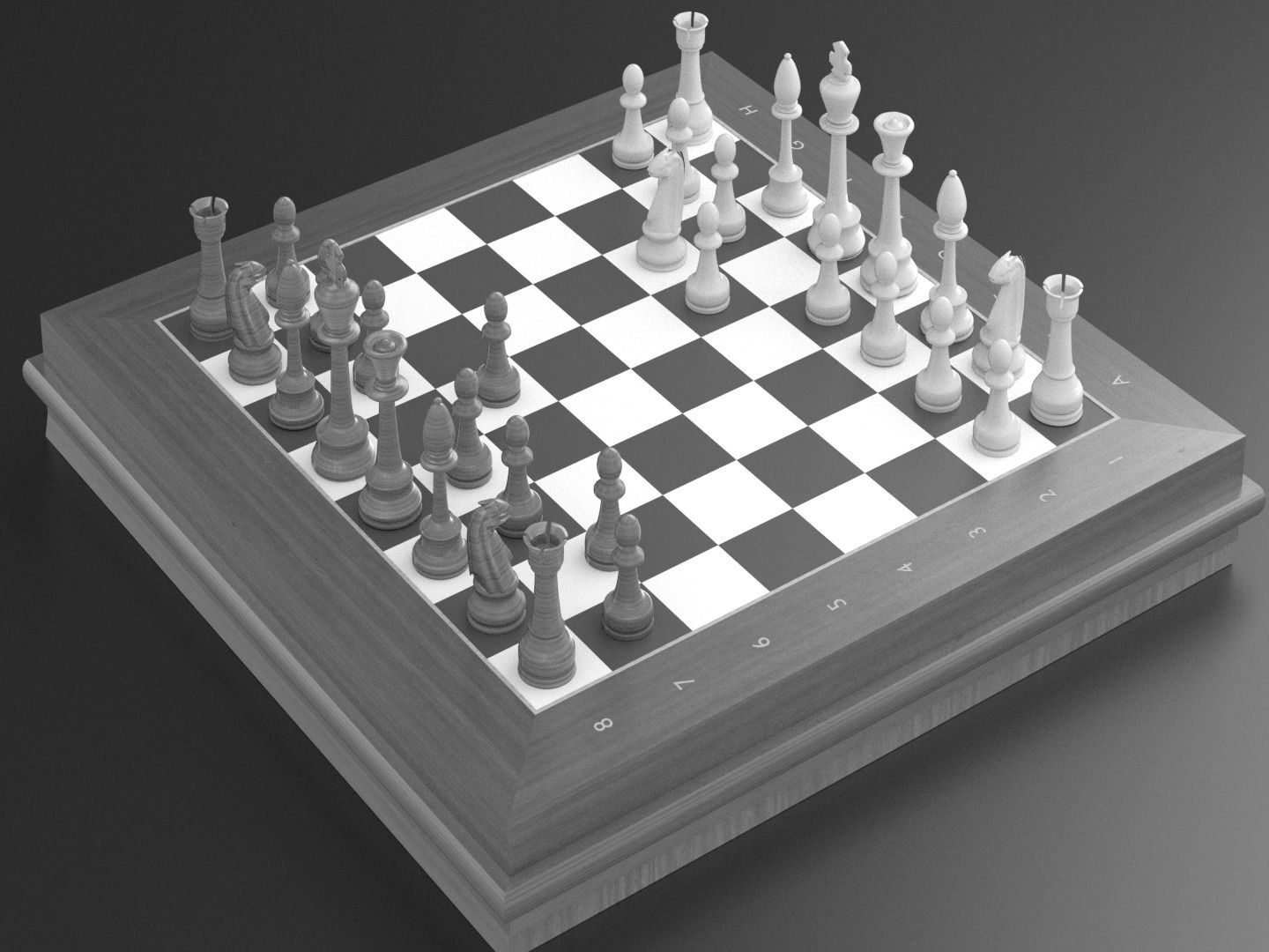 chess board with pieces 3D model_8