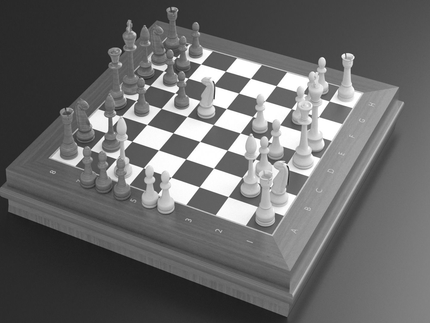 chess board with pieces 3D model_7