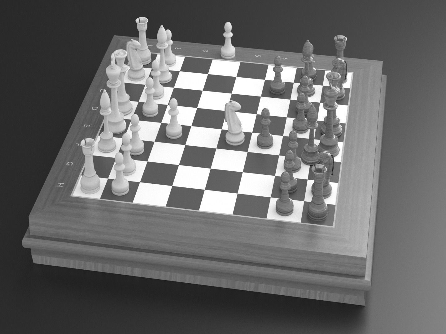chess board with pieces 3D model_5