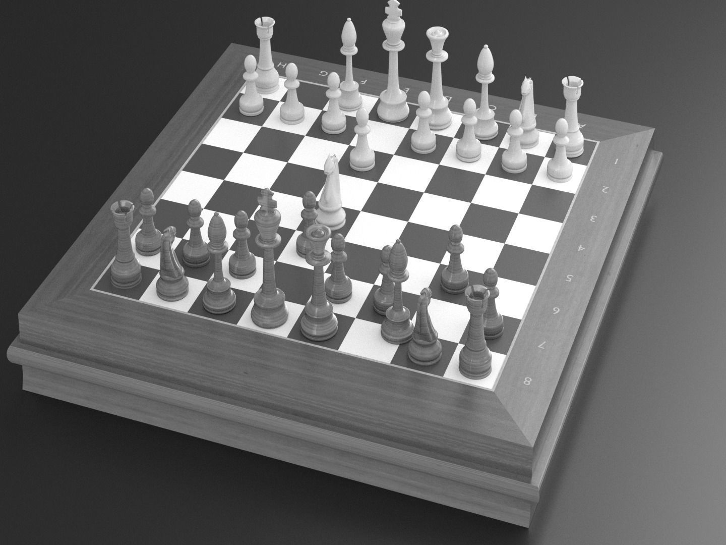 chess board with pieces 3D model_10