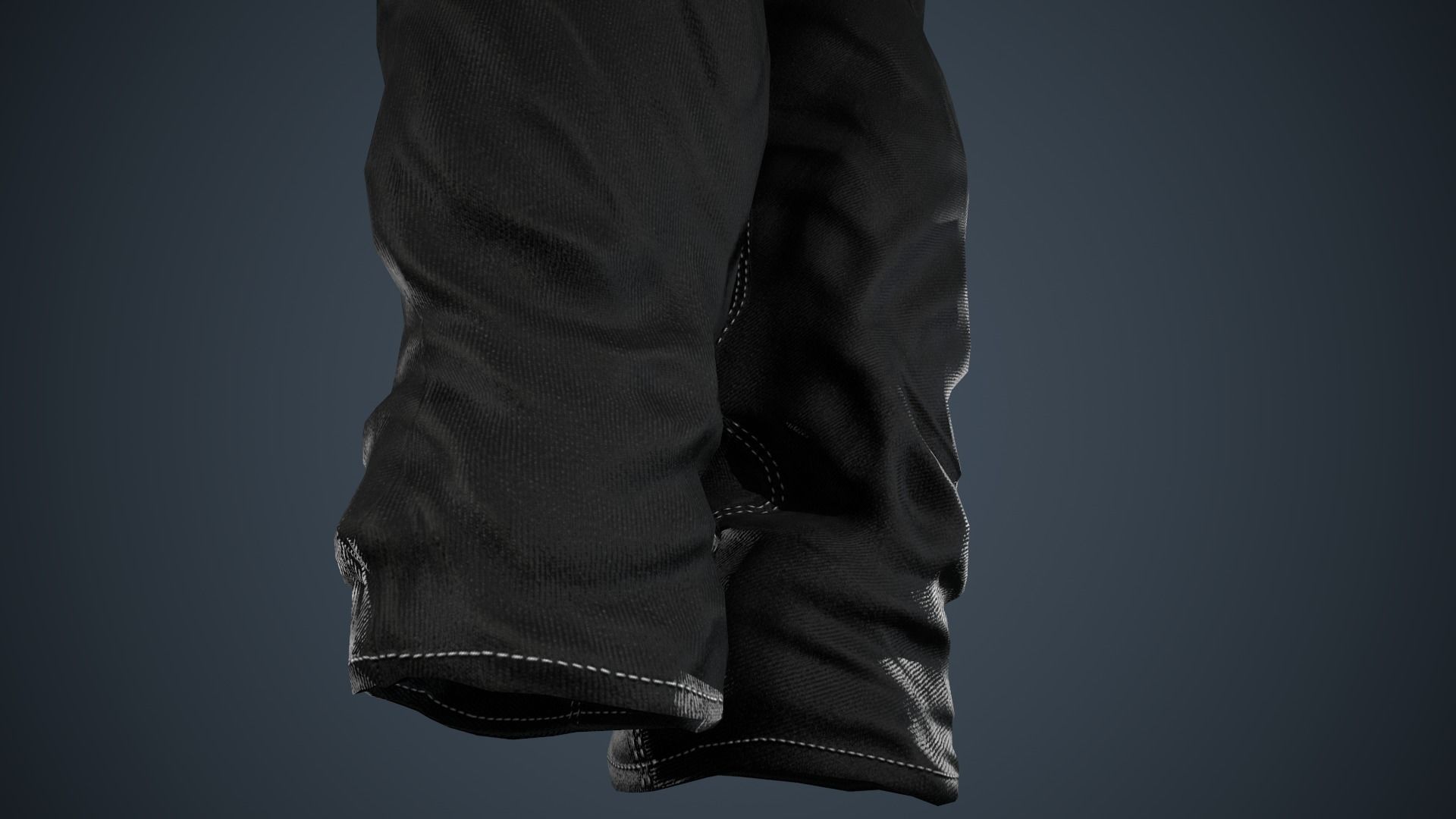 Black Baggy Jeans Pants Low-poly 3D model_18